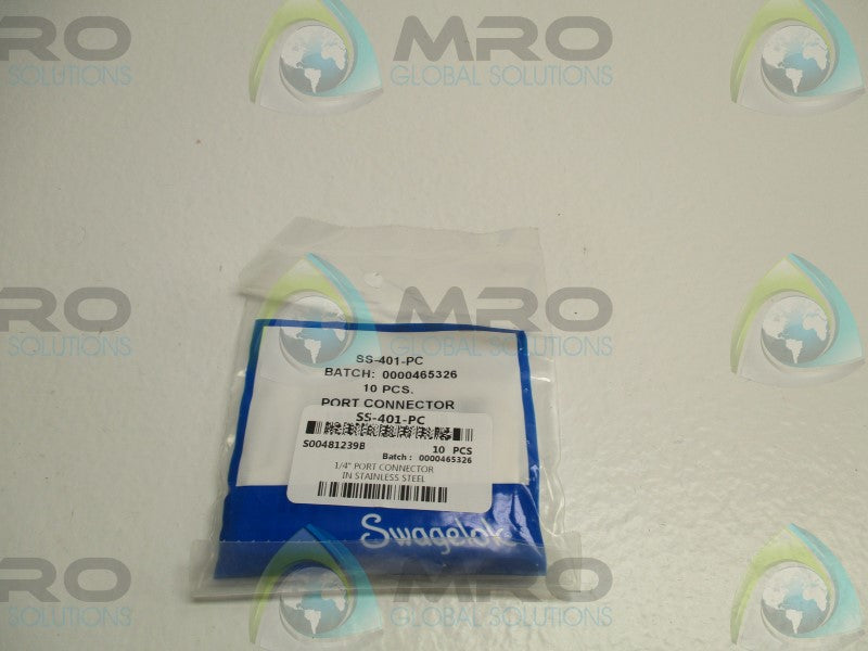 SWAGELOK SS-401-PC PORT CONNECTOR 1/4" (PKG OF 10) * NEW IN FACTORY BAG *
