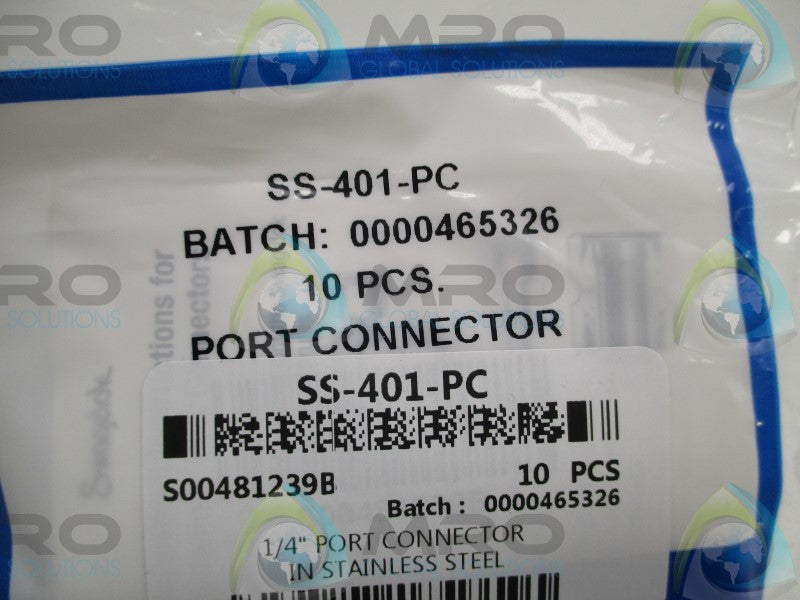 SWAGELOK SS-401-PC PORT CONNECTOR 1/4" (PKG OF 10) * NEW IN FACTORY BAG *