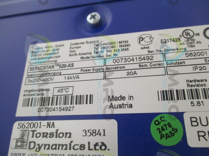 KOLLMORGEN SERVOSTAR 620-AS DIGITAL SERVO AMPLIFIER  *NEW IN BOX *