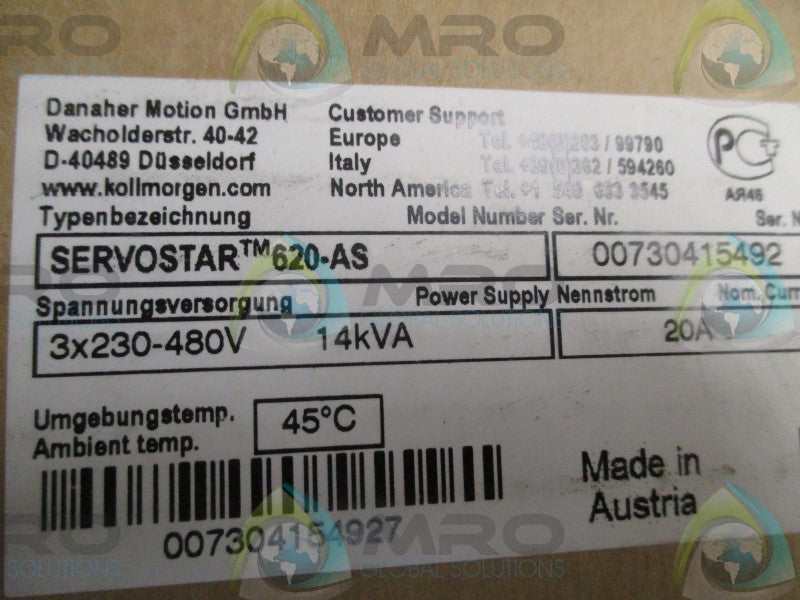 KOLLMORGEN SERVOSTAR 620-AS DIGITAL SERVO AMPLIFIER  *NEW IN BOX *