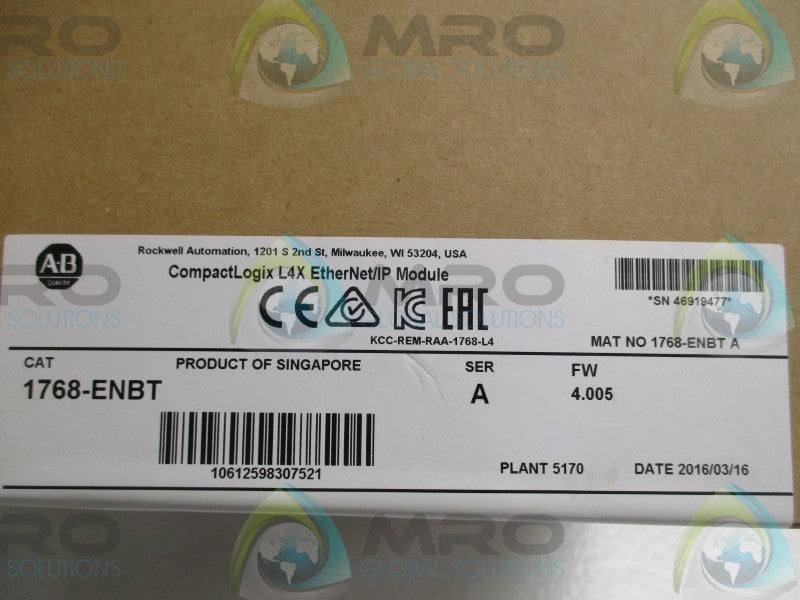 ALLEN BRADLEY 1768-ENBT SER. A F/W 4.005 DATE:2016 * FACTORY SEALED *