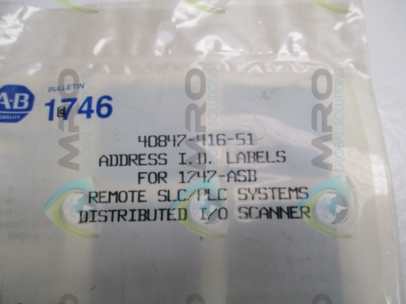 ALLEN BRADLEY 40847-416-51 ADDRESS ID LABELS * NEW IN FACTORY BAG *