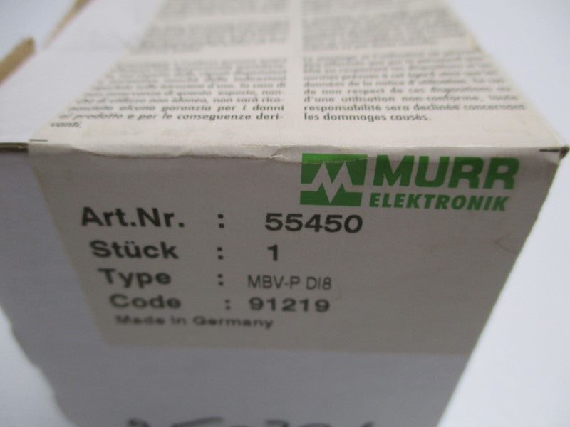 MURR ELEKTRONIK MBV-PDI8 55450 DISCONNECT JUNCTION BOX * FACTORY SEALED *