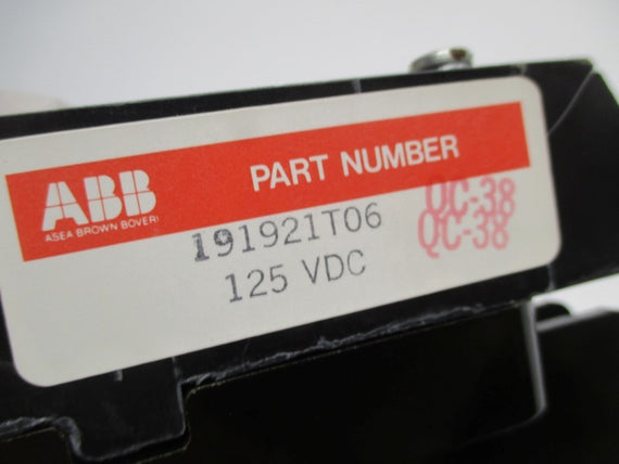 ABB 191921T06 CONTROL RELAY ASSEMBLY 125VDC * USED *
