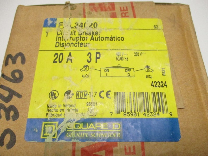 SQUARE D FAL34020 CIRCUIT BREAKER 20A * FACTORY SEALED *
