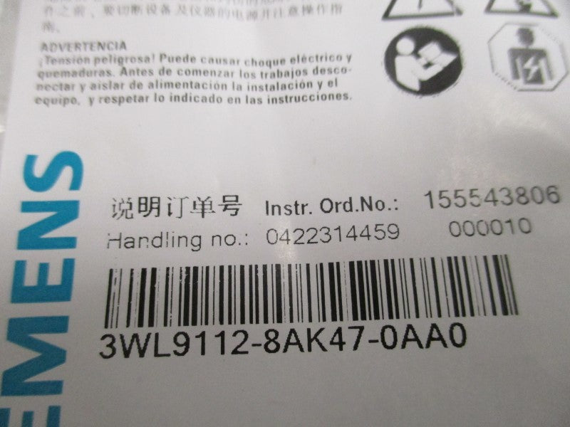 SIEMENS 3WL9112-8AK47-0AA0 CURRENT TRANSFORMER * NEW IN FACTORY BAG *