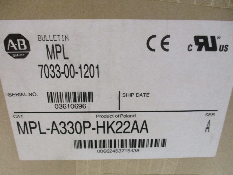 ALLEN BRADLEY MPL-A330P-HK22AA SER. A SERVO MOTOR * FACTORY SEALED *