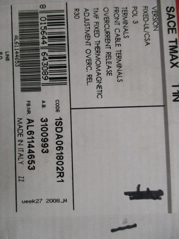 ABB SACE TMAX 11N 1SDA061802R1 CIRCUIT BREAKER * NEW IN BOX *