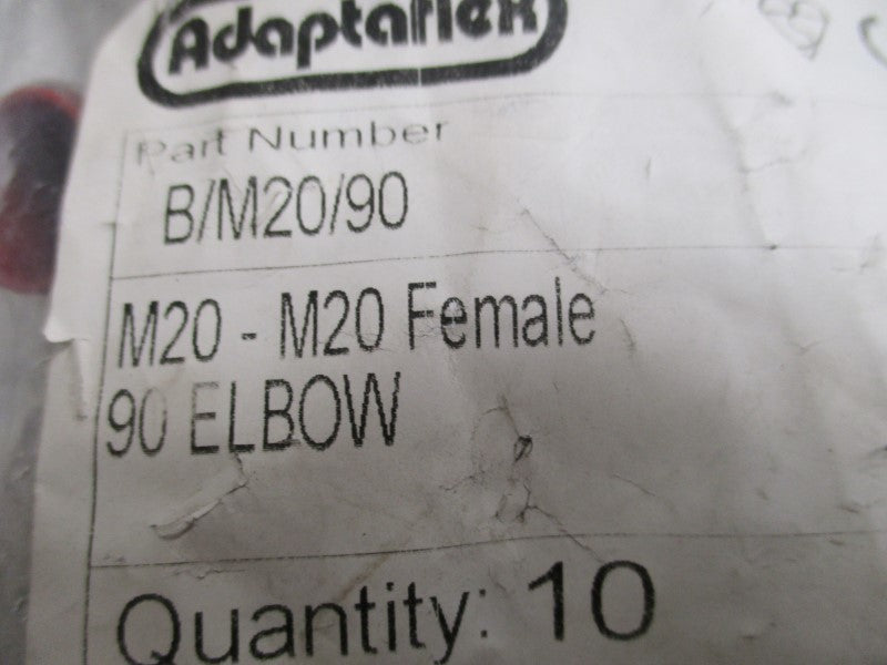 ADAPTAFLEX B/M20/90 FEMALE ELBOW 90-DEG (PKG OF 10) * NEW IN FACTORY BAG *