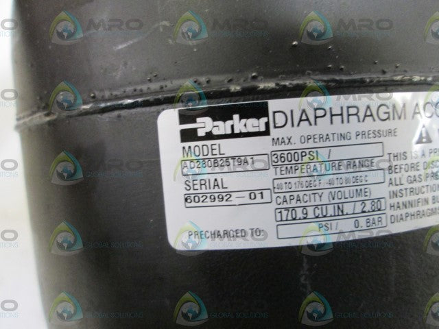 PARKER AD280B25T9A1 DIAPHRAGM ACCUMULATOR *NEW NO BOX*