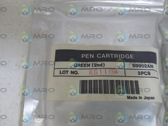 YOKOGAWA B9902AN GREEN PEN CARTRIDGE (PKG OF 3) *NEW IN ORIGINAL PACKAGE*