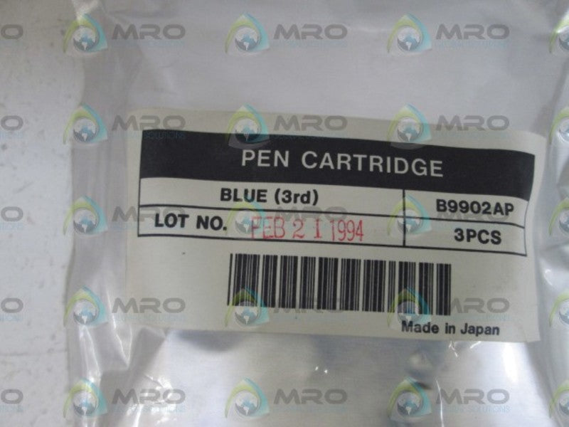 LOT OF 3 YOKOGAWA PEN CARTRIDGE (BLUE) B9902AP * FACTORY SEALED *