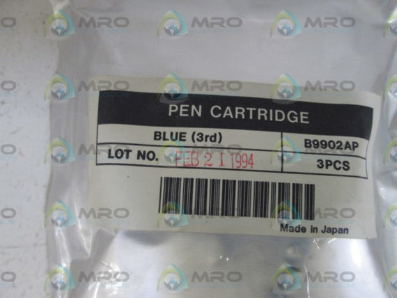 LOT OF 3 YOKOGAWA PEN CARTRIDGE (BLUE) B9902AP * FACTORY SEALED *