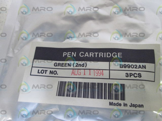YOKOGAWA B9902AN GREEN PEN CARTRIDGE (PKG OF 3) *NEW NO BOX*