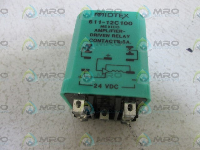 MIDTEX 24VDC AMPLIFIER DRIVEN RELAY 611-12C100 *NEW NO BOX*