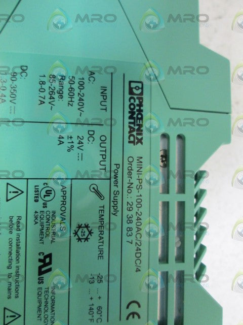 PHOENIX CONTACT MINI-PS-100-240AC/24DC/4 2938837 *NEW IN BOX*