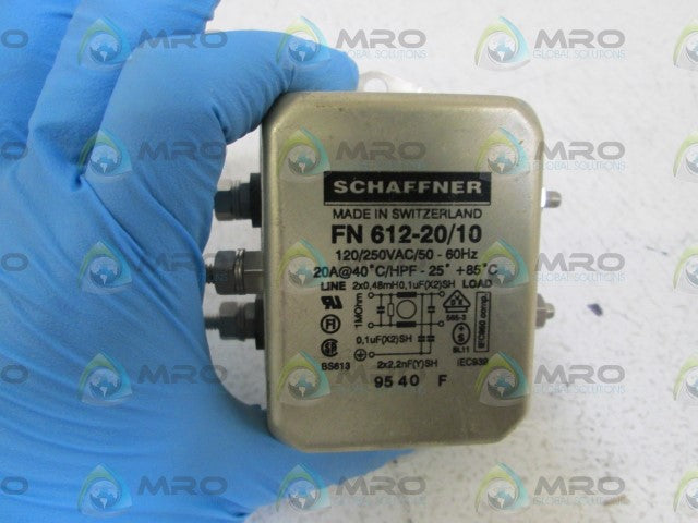 SCHAFFNER POWER LINE FILTER FN 612-20/10 *USED*