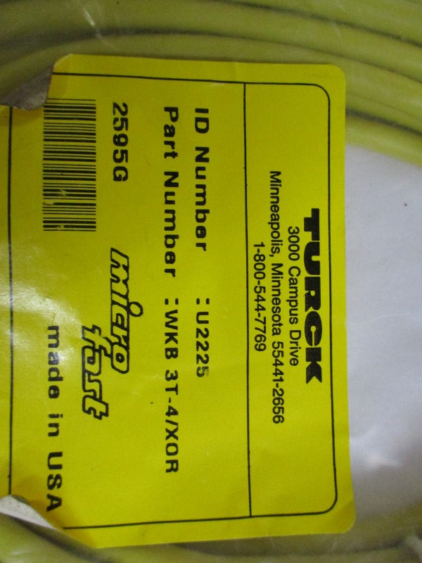 TURCK WKB3T-4/XOR * NEW IN FACTORY BAG *