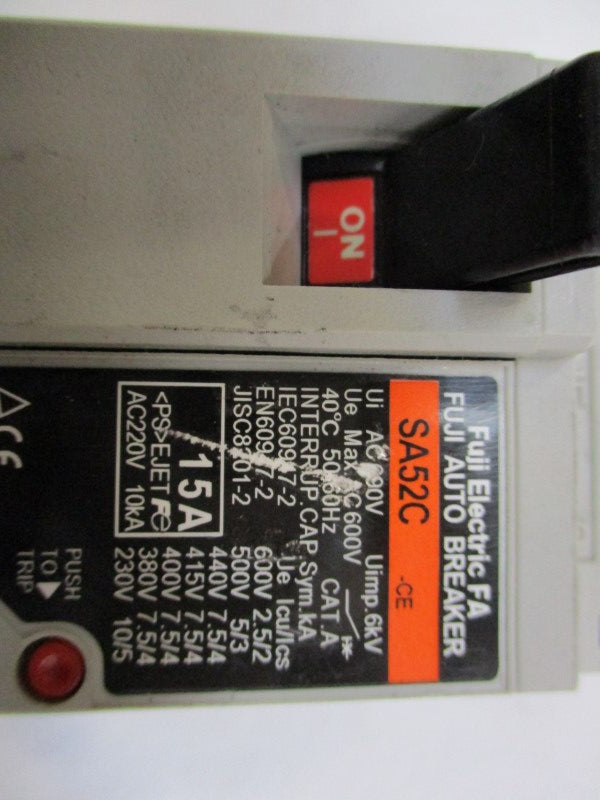 FUJI ELECTRIC SA52C-CE CIRCUIT BREAKER 15A 220VAC  NSNP