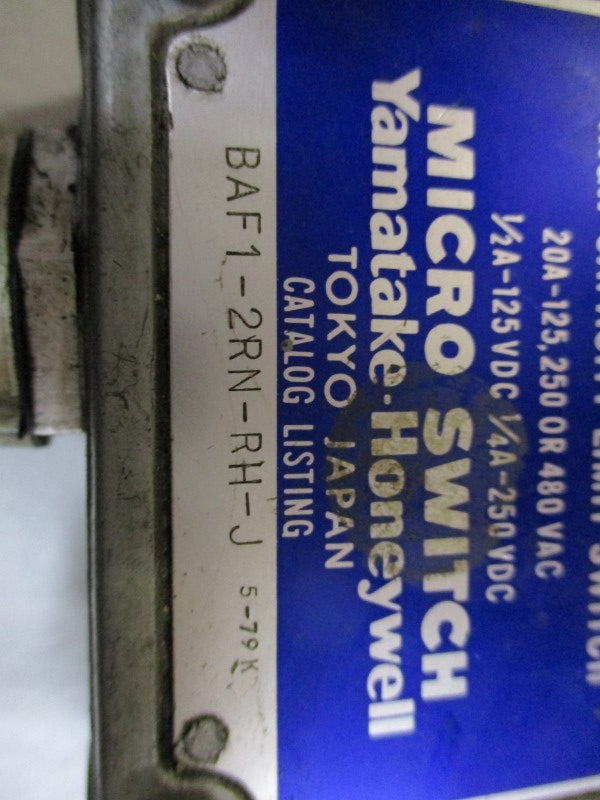 MICRO SWITCH BAF1-2RN-RH-J UNMP