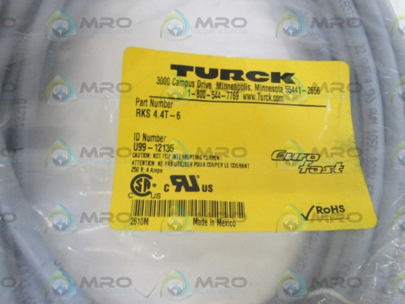 TURCK MOLDED CORDSET RKS 4.4T-6 *NEW IN BAG*