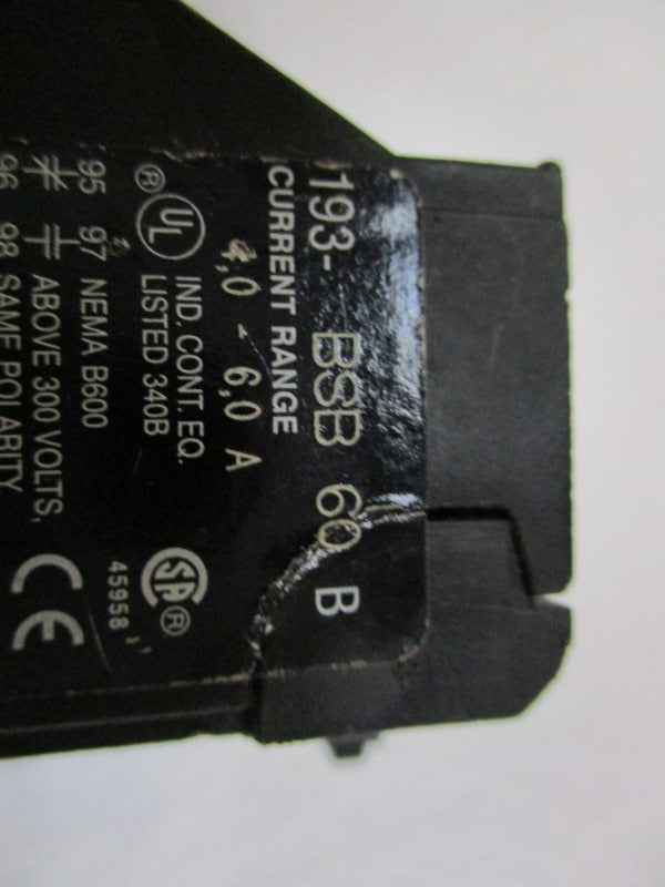 INDUSTRIAL SPARE PART 193-BSB60 SER. B 600V 4.0-6.0A UNMP