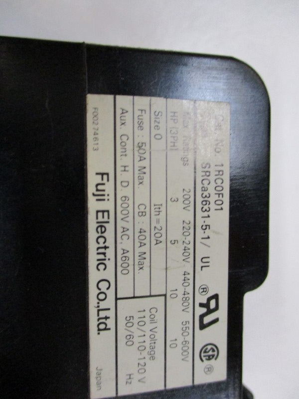 FUJI ELECTRIC 1RC0F01 SRCa3631-5-1/UL  600VAC NSNP