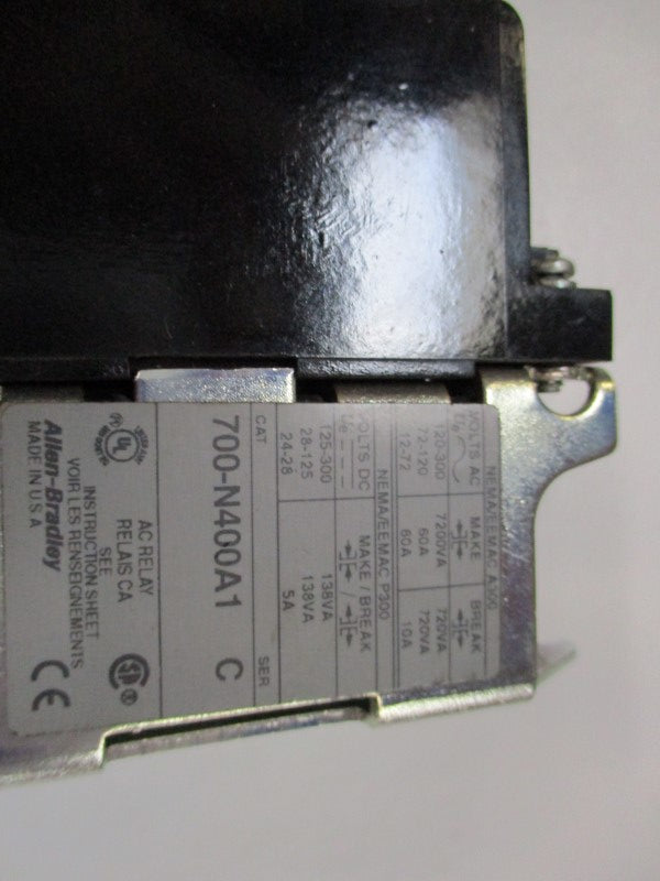 ALLEN BRADLEY 700-N400A1 AC RELAY SER. C UNMP