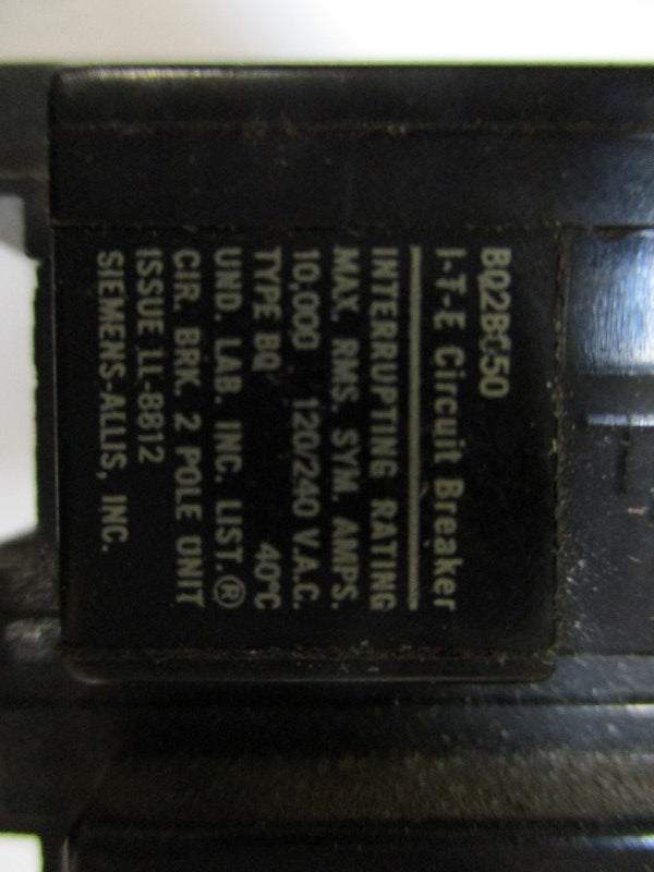 SIEMENS BQ2B050 CIRCUIT BREAKER 50A 120/240VAC (AS PICTURED) UNMP