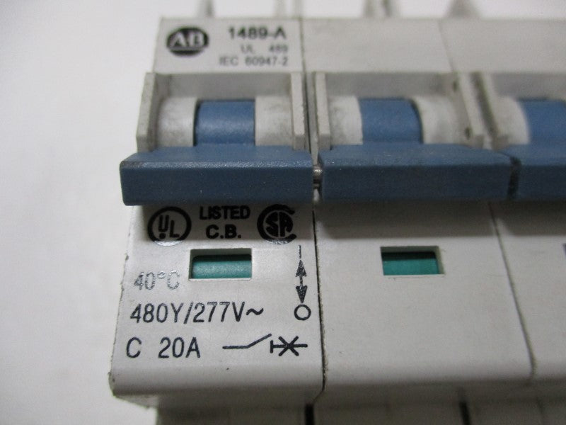 ALLEN BRADLEY 1489-A3C200 CIRCUIT BREAKER SER. A 20A 277V UNMP