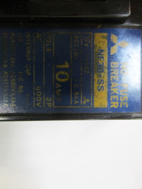 MITSUBISHI NF30-SS CIRCUIT BREAKER 10A 220VAC (AS PICTURED) UNMP
