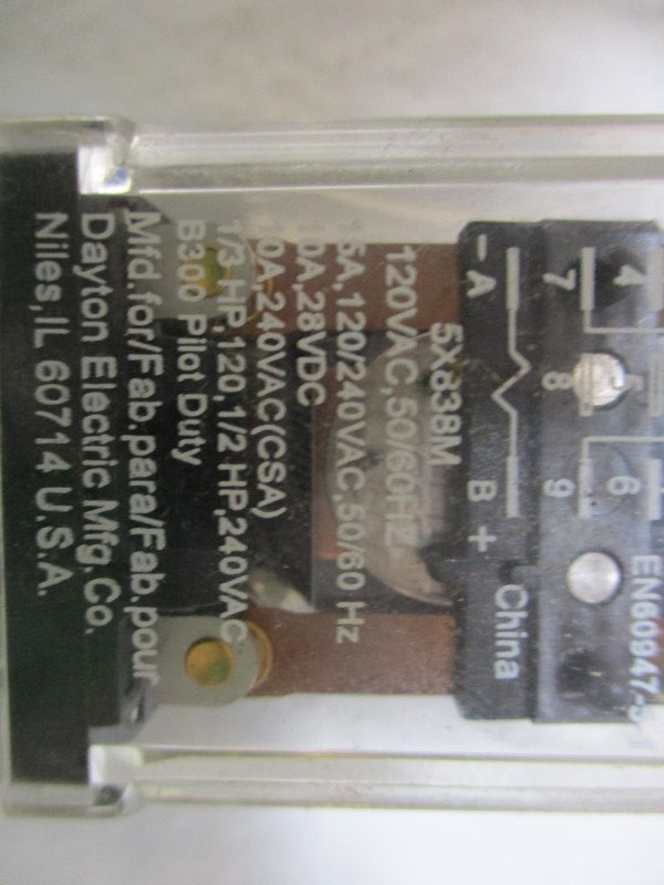 DAYTON 5X838M RELAY 120VAC 15A UNMP