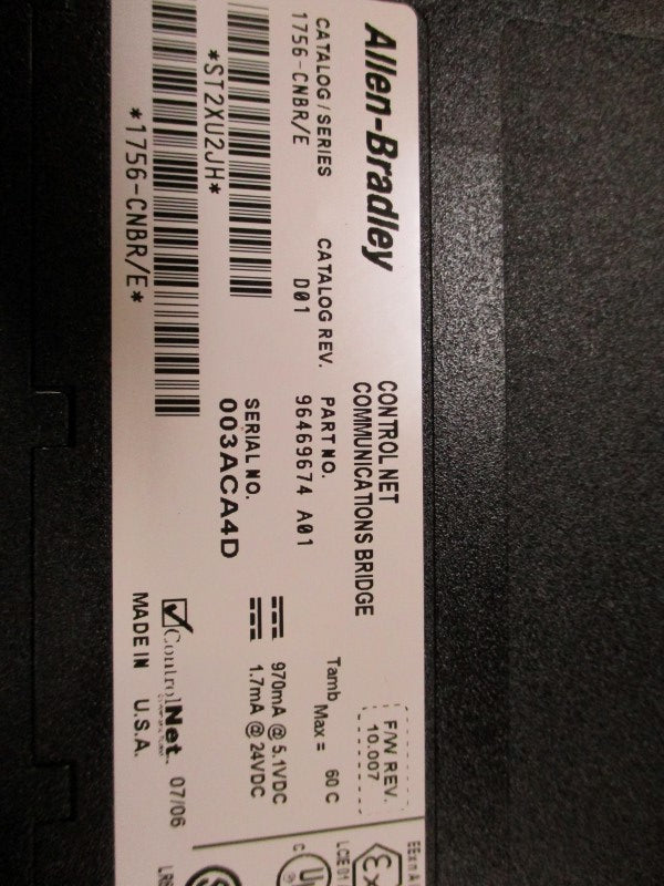 ALLEN BRADLEY 1756-CNBR COMMUNICATION BRIDGE SER. E F/W 10.007 NSMP