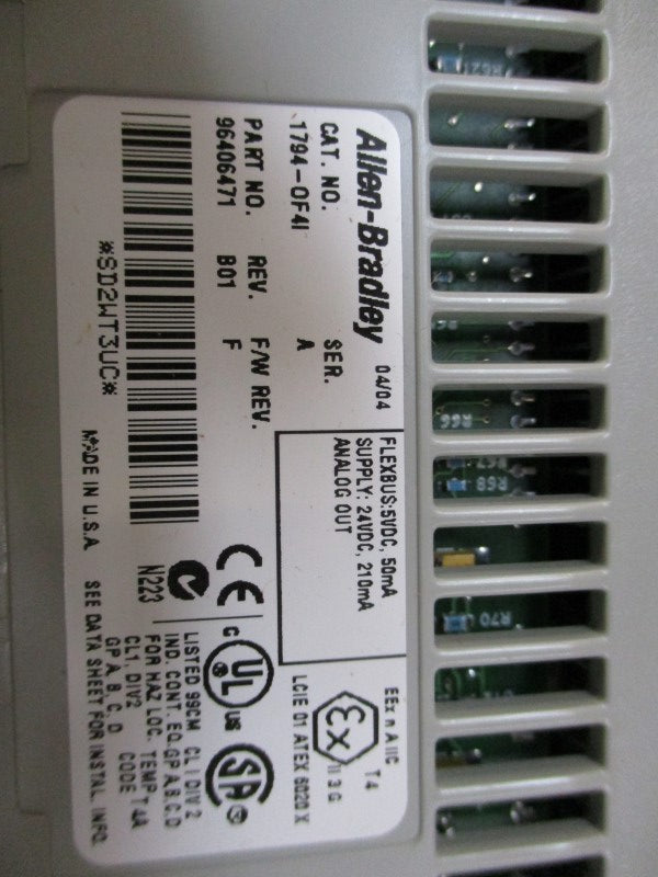 ALLEN BRADLEY 1794-OF4I ISOLATED ANALOG OUTPUT MODULE SER. A F/W F NSMP
