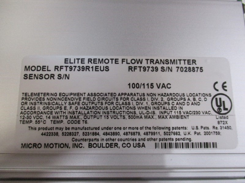 MICRO MOTION RFT9739R1EUS (AS PICTURED) NSNP