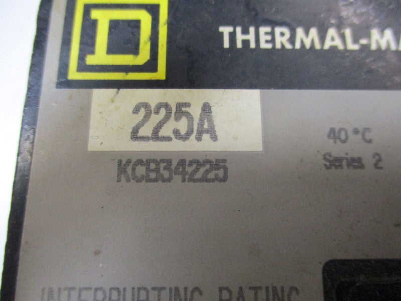 SQUARE D KCB34225 CIRCUIT BREAKER 225A 480VAC (GREY) UNMP
