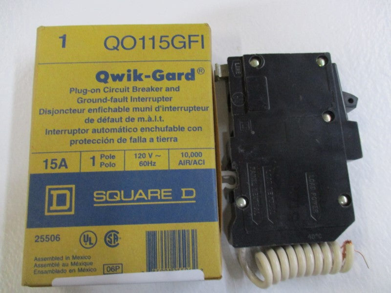 SQUARE D QO115GFI CIRCUIT BREAKER 15A 120V NSMP