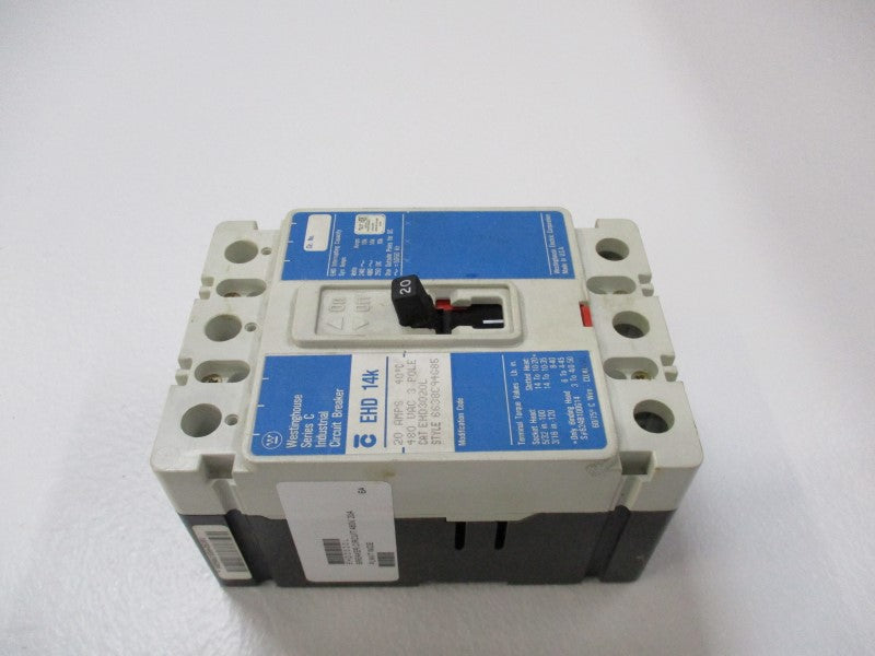 WESTINGHOUSE EHD3020L CIRCUIT BREAKER 20A 480VAC NSNP