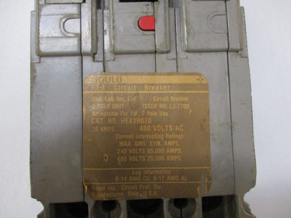 GOULD HE43B020 CIRCUIT BREAKER 20A 480VAC UNMP