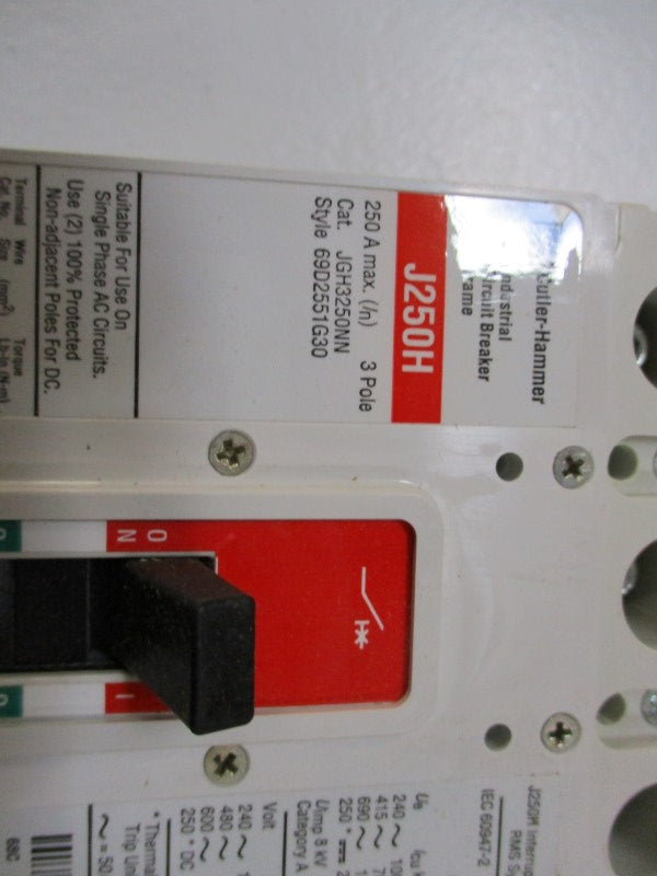 CUTLER HAMMER JGH325032G CIRCUIT BREAKER 250A 690VAC NSMP