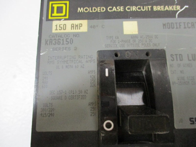 SQUARE D KA36150 CIRCUIT BREAKER 150A 600V (GREY) UNMP