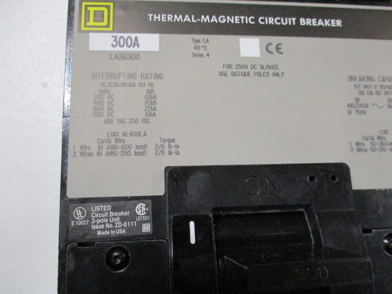 SQUARE D LA36300 CIRCUIT BREAKER 300A 600V (GREY) NSMP