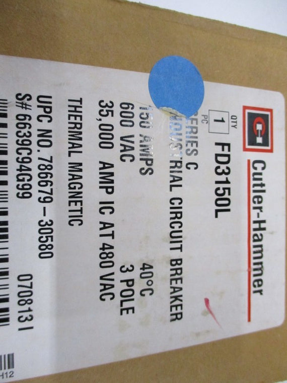 CUTLER HAMMER FD3150L CIRCUIT BREAKER 150A 600VAC NSMP