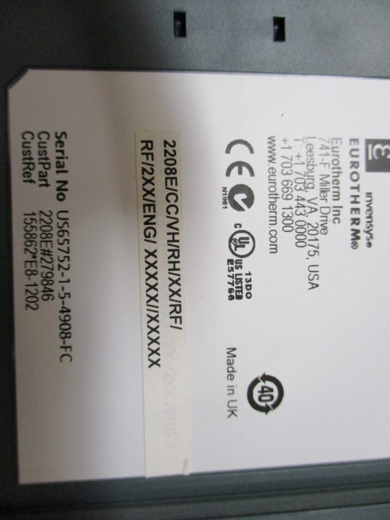 EUROTHERM 2208E/CC/VH/RH/XX/RF/RF/2XX/ENG/XXXXX//XXXXX NSNP