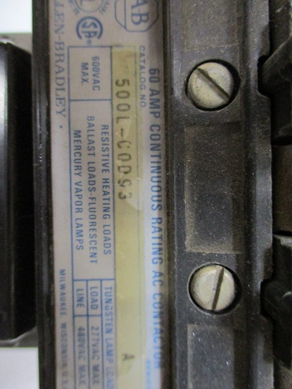 ALLEN BRADLEY 500L-COD93 SER. A 110/115-120V UNMP