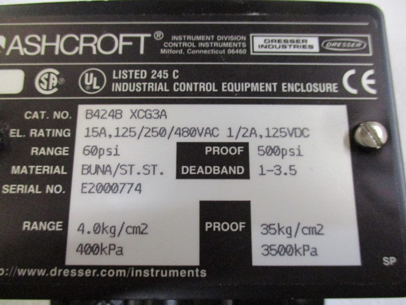 ASHCROFT B424BXCG3A 60PSI NSNP