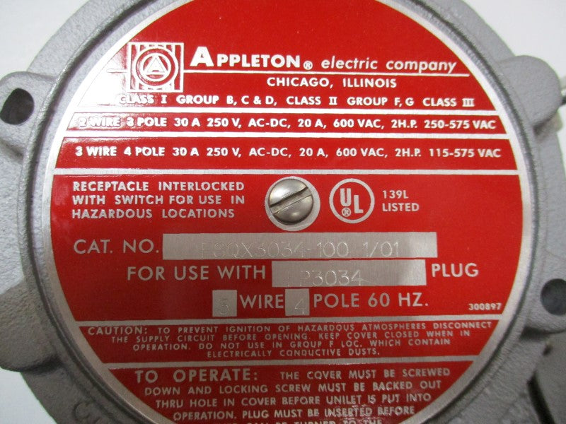 APPLETON FSQX3034-100 (AS PICTURED) UNMP