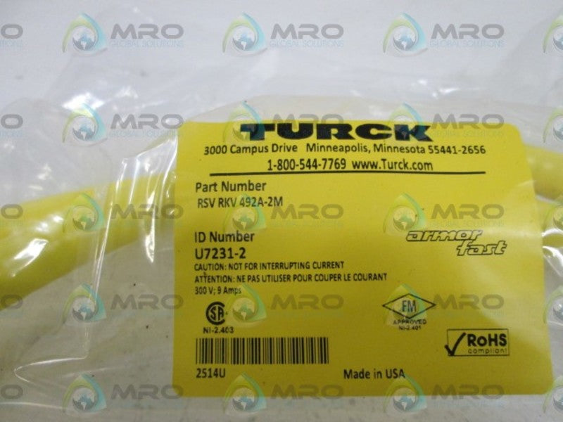 TURCK CORDSET RSV RKV 492A-2M *NEW IN BAG*
