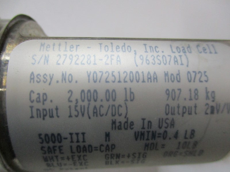 METTLER TOLEDO Y072512001AA (VMIN:0.4LB.) UNMP