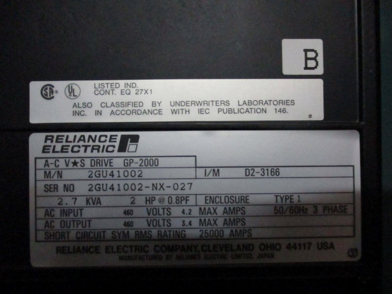 RELIANCE ELECTRIC 2GU41002 GP-2000 NSNP